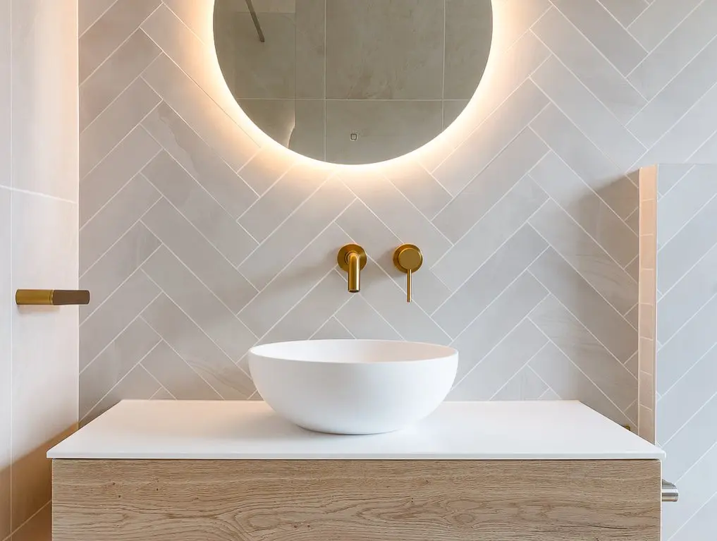 Modern bespoke kitchen installation with marble countertops